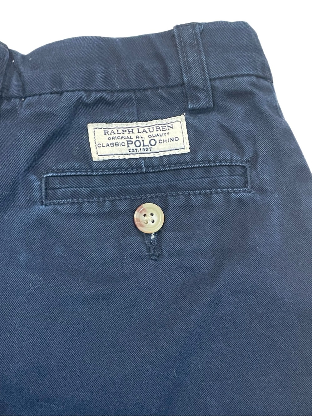 Vintage Polo Ralph Lauren Shorts Boys Blue Chino Khaki Cotton Pockets Youth Sz 6